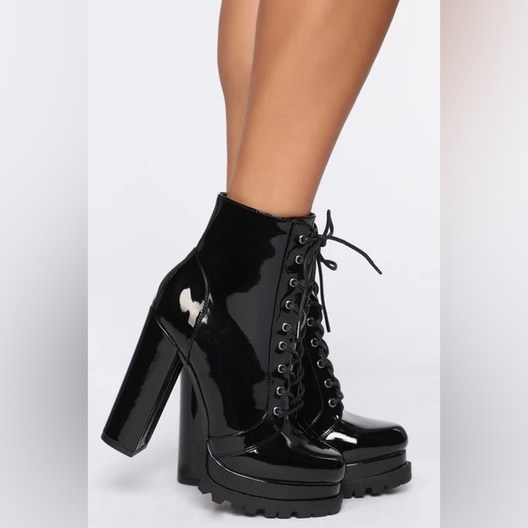 Fashion Nova No String Attached Booties - Black Patent - Picture 2 of 16
